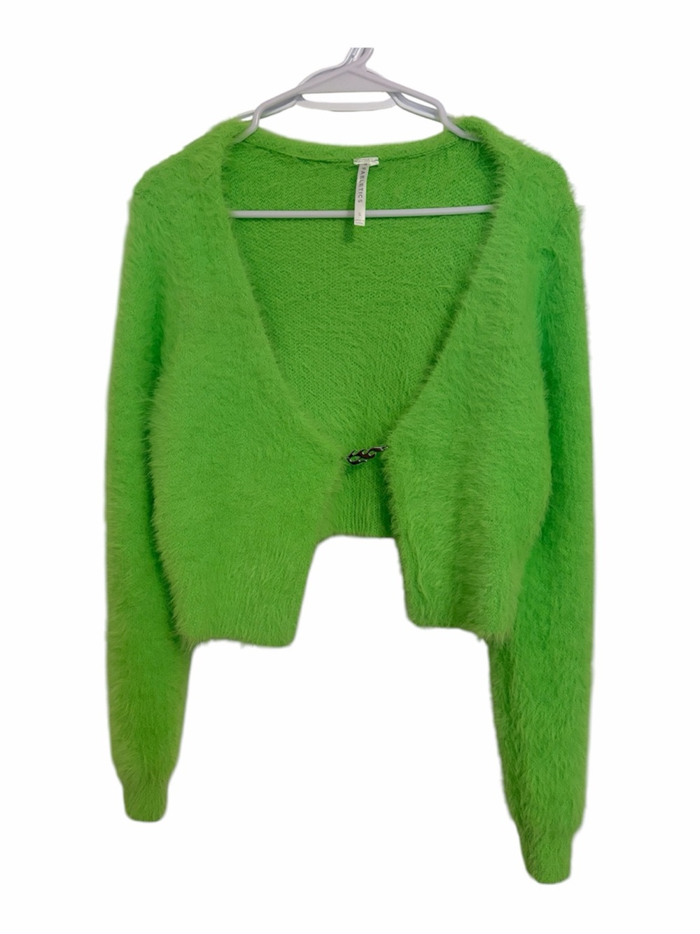 Fabletics Lime Green Fuzzy Cropped Cardigan